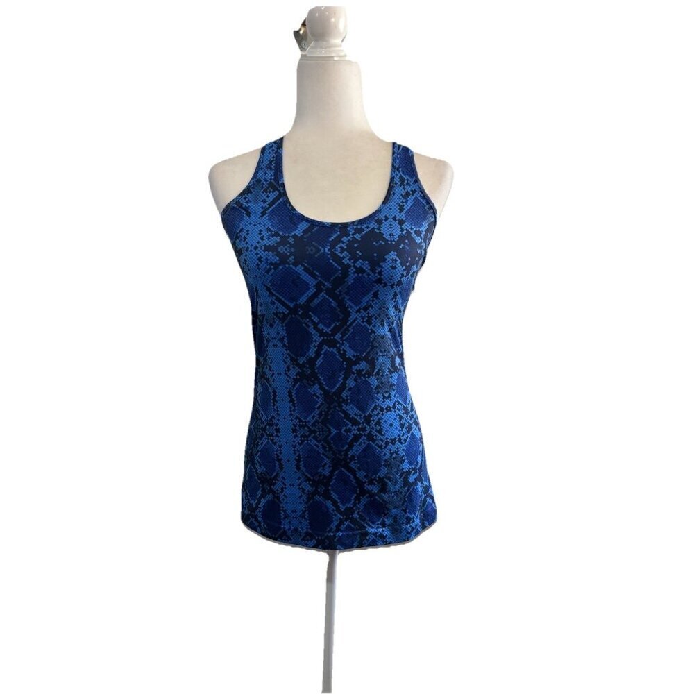 Lululemon Blue And Black Snake Print Women 6 Racerback Tanktop